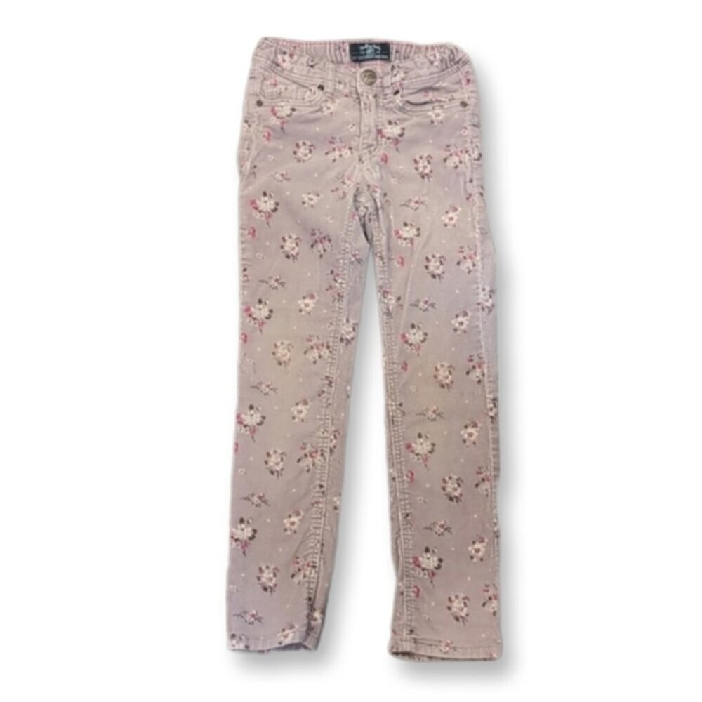 3/$20 H&M L.O.G.G. Floral Corduroy Pants Girls 5 6 Back To School Adjustable